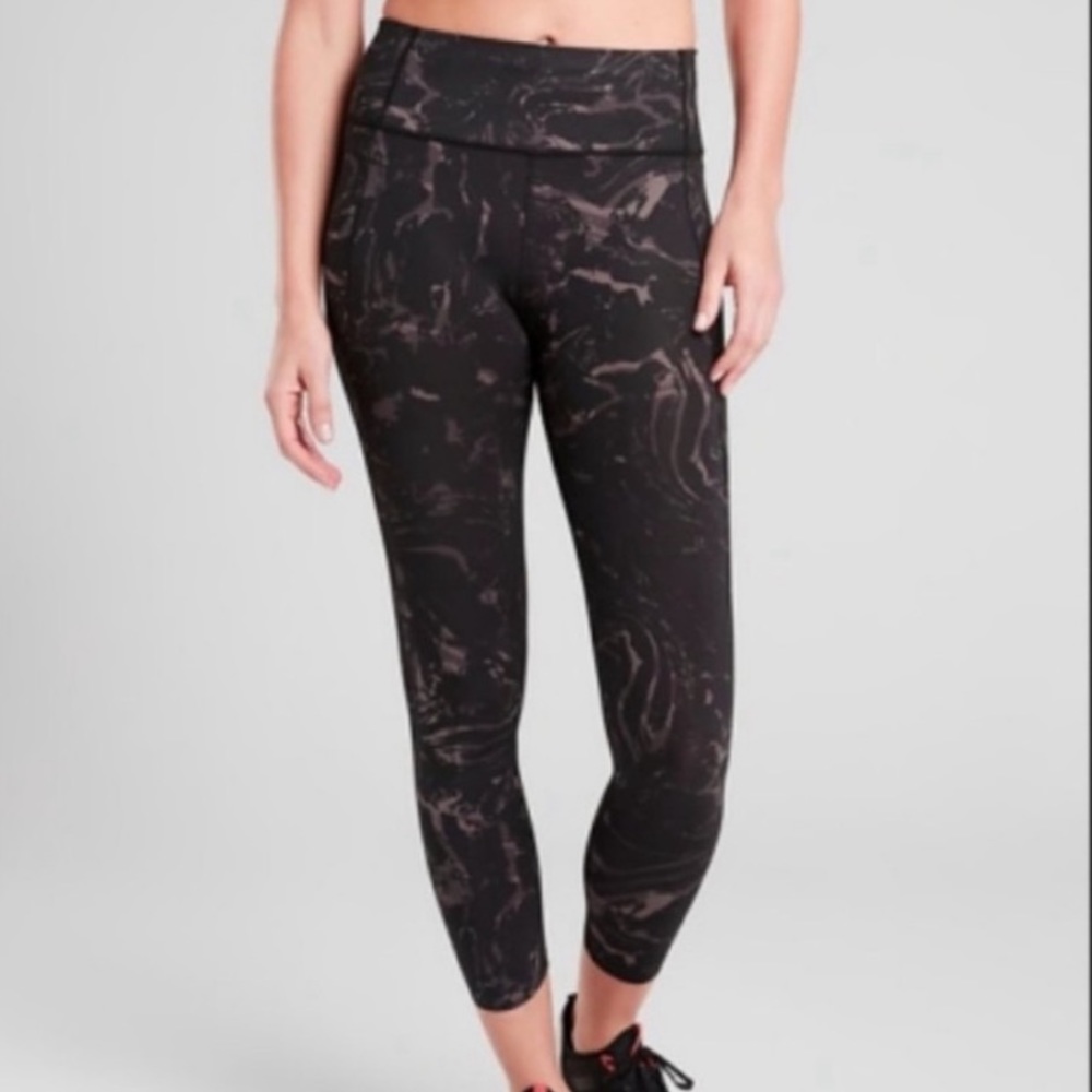 ATHLETA VELOCITY MARBLE 7/8TH TIGHTS LEGGINGS BLACK XS ACTIVE